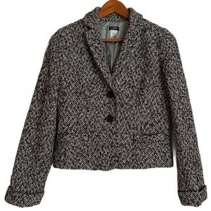 J Crew Black & White Tweed Jacket Blazer SZ 2